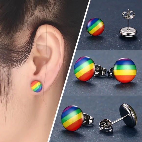Rainbow PRIDE Stud Earrings NEW - Picture 5 of 5